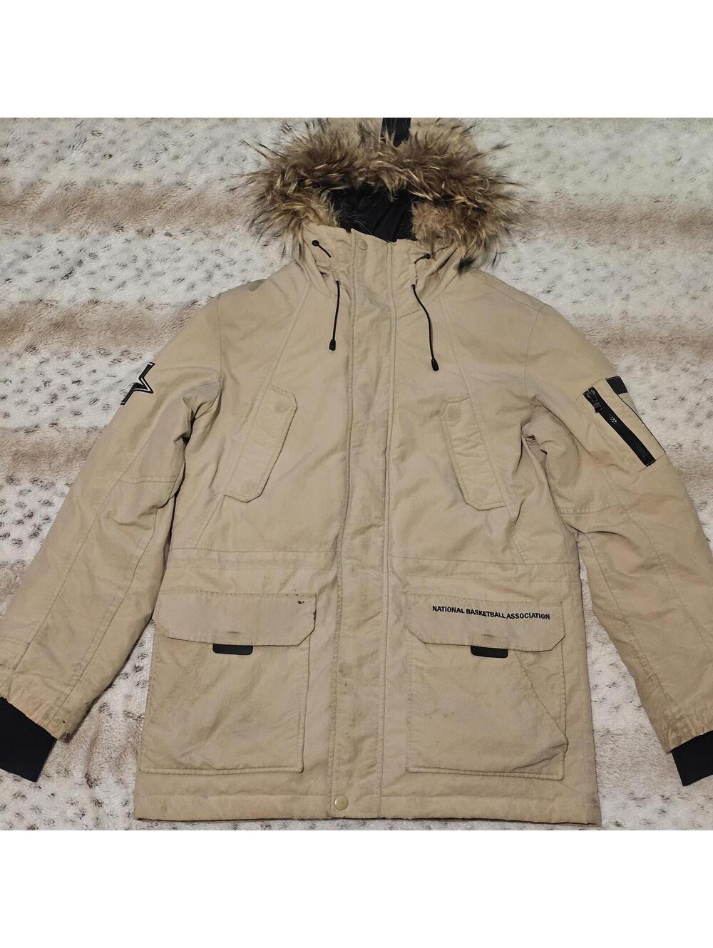 NBA Brand Beige Hooded Parka Jacket M